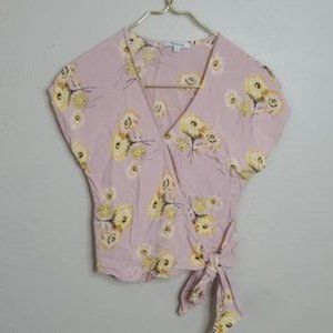 Madewell Floral Short Sleeve Wrap Top Size XS